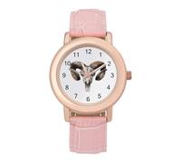 Goat Head Death Metal Funny Women's Wrist Watch with Leather Strap