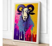 Goat Head in Drips Urban Art Canvas Wall Art Print 18x12 Inch