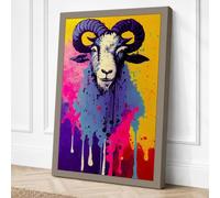 Goat Head in Drips Urban Art Canvas Wall Art Print 18x12 Inch