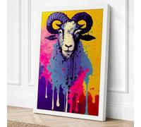 Goat Head in Drips Urban Art Canvas Wall Art Print 18x12 Inch