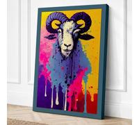 Goat Head in Drips Urban Art Canvas Wall Art Print 30x20 Inch