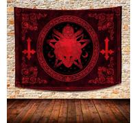 Goat Head Pentagram Tapestry,80x60Inch Mysterious Demon Satan Symbol Devil