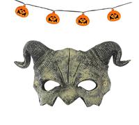 Goat Horn Devil - Horror Skull Half Face | Scary Demon Cosplay For Halloween, Masquerade, Carnival & Party Costume Adults Daily Multiple Uses