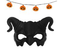 Goat Horn Devil - Horror Skull Half Face | Scary Demon Cosplay For Halloween, Masquerade, Carnival & Party Costume Adults Daily Multiple Uses