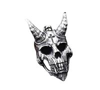 Goat Horn Devil Skull Men's Pendant Necklace Vintage Cross -551P