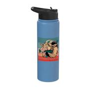 Goat Horns Beard Leaves Chewing Comical Humor Animals Stainless Steel Insulated Water Bottle