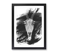 Goat Horns V1 Modern Framed Print | A2 Black Framed Wall Art | Ready to Hang | Modern Animal Picture | Living Room Bedroom Lounge Office