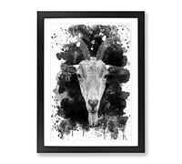 Goat Horns V3 Modern Framed Print | A2 Black Framed Wall Art | Ready to Hang | Modern Animal Picture | Living Room Bedroom Lounge Office