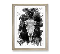 Goat Horns V3 Modern Framed Print | A3 Oak Framed Wall Art | Ready to Hang | Modern Animal Picture | Living Room Bedroom Lounge Office