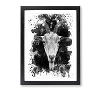 Goat Horns V4 Modern Framed Print | A3 Black Framed Wall Art | Ready to Hang | Modern Animal Picture | Living Room Bedroom Lounge Office