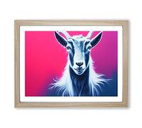 Goat In Colour Vol.4 Framed Print | A3 Oak Framed Wall Art | Ready to Hang | Modern Animal Picture | Living Room Bedroom Lounge Office