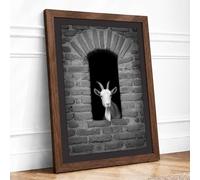 Goat in the Arch Framed Wall Art Print A4 Walnut