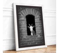 Goat in the Arch Framed Wall Art Print A4 White