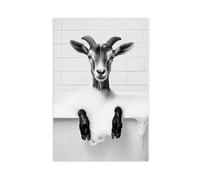 Goat in The Bathtub, Cute Bathroom Wall Art, Funny Goat Print, Cute Animals Taking A Bubble Bath, Laundry Room Decor, Ai Art-1