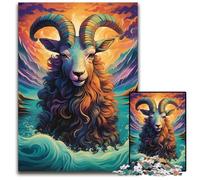 Goat In The Sea Wave 1000 Piece Jigsaw Puzzle cardboard Jigsaw DIY Decoration, Brain Challenge, for Adult, Family, 26X38CM/10.23x14.96inch