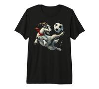 Goat Kicking Soccer Ball Football Player Design Premium T-Shirt
