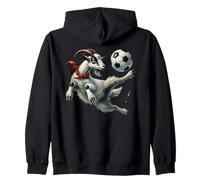 Goat Kicking Soccer Ball Football Player Design Zip Hoodie