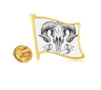Goat l Animal Sketch Illustrations Golden Metal Flag Lapel Pin Badge