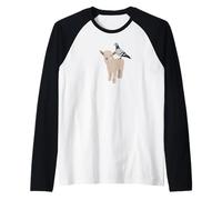 Goat Lamb with Bird Pigeon Animal Lover Biologist Raglan Baseball Tee