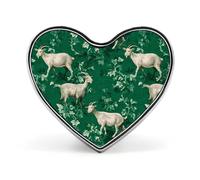 Goat Leaf Pattern Heart Badge Pin Metal Reel Pins Memorial Brooch Button Lapel Pins for Backpack Wedding