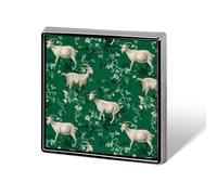 Goat Leaf Pattern Square Badge Pin Metal Memorial Brooch Button Lapel Pins for Backpack Wedding