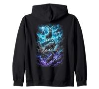 Goat Lightning Alpine Art Design Zip Hoodie