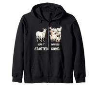 Goat Lovers HOW IT STARTED HOW IT'S GOING Goats Zip Hoodie