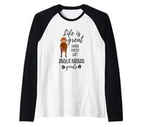 Goat Lovers Meme | Pet Animal Pun Funny Anglo Nubian Goat Raglan Baseball Tee