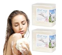 Goat Milk Soap Bar, Organic Goats Milk Soaps for Face and Body, Natural Handmade Soap Bar for Body Wash, Deep Cleaning, Moisturising and Rejuvenating, for Men Women All Skin Types (2 Pcs)
