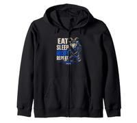 Goat Mode Eat Sleep Hockey Repeat Rink Player Zip Hoodie