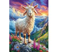 Goat on A Mountain Peak 300 Pc DIY Jigsaw Puzzle Fairy Tale Scenery Cartoon Puzzles for Adults Teens Hard Challenging Team Building Stress Reducing Autumn Sturdy Wooden Cardboard 300 PCS