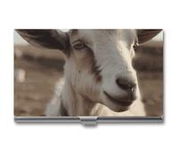 Goat on Hillside Metal Business Card Case for Men Women Slim Pocket Purse Multi Wallet Professional Pocket Card Holder for Name Card Credit Card, style, One Size