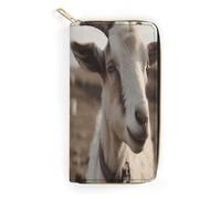 Goat on Hillside Slim Thin Credit Card Wallet, PU Leather Bifold Cash Wallet, Zipper Coin Pocket Id Window Wallet Storage Bag Wallet Coin Purse Pouch Change Holder Small with Zipper for Men And Women