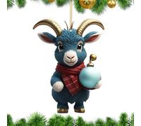 Goat Ornaments for Christmas Tree - Acrylic Christmas Tree Decorations - Flat Tree Pendant, Cartoon Family Decoration, Pet Gift for Animal Lovers