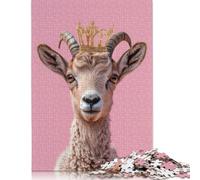 Goat Pastel Crown Jigsaw Puzzles for Adults 1000 Piece High Challenging DIY Large Puzzle Educational Toy Funny Family Games Unique Home Decor 1000pcs (75x50cm)