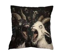 Goat Pillow Case - 17.7x17.7inch Novelty Crazy Animal Cushion Hardware, Scream Goats Decorative Shield, Fabric Slip | Universals For Home Dorm Apartment Bedroom Room Bed Sofa Furniture Accessory