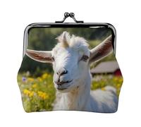Goat Print Compact Coin Purse 4.52 x 4.13in Cute Mini Wallet with Kiss Lock Waterproof Pouch
