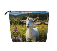 Goat Print Makeup Bag for Women Large-Capacity Travel Toiletry Organizer Pouch Eco-Friendly