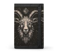 Goat Print Occult Eye Devil Trifold Wallet Portable Slim Purse Wallet Card Holder with Zip for Men Women