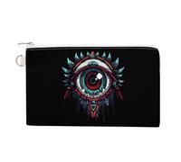 Goat Print Occult Eye Themes Devil Coin Purse Fashion Canvas Pouch Portable Wallet Makeup Bag for Men Women