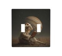 Goat Reading A Book Under The Planet Double Gang Toggle Light Cover Wall Plate Switch Decor Standard Size - 11.4x11.4cm