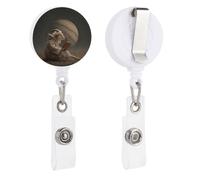 Goat Reading A Book Under The Planet Retractable Badge Holder Reel Clip ID Card Holder for Doctor Nurse Student Office Worker