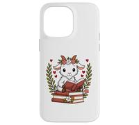 Goat Reading Book Graphic Goat with Book Floral Case for iPhone 14 Pro Max