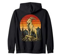 Goat Retro Style Mountain Sunset Cute Farm Animal Lover Zip Hoodie