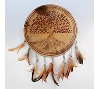 Goat Shaman Drum, Handcrafted 15.7in Drum with Feather Pendant, Authentic Sound for Musical Gift, Balance Mind and Body, Relax and Heal