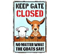 Goat Sign Decor - es - Metal Tin Sign - Goat Gifts for Goat Lovers - Goats Supplies Toy Accessories Stuff for Barbed Wire, Fences, Forests, Gardens, Doors Wall Decor5.5x8inch