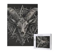 Goat Skull Occult Gothic Devil Satan Dark Personalised 500 Piece Wooden Jigsaw Puzzle For Adults, Custom Portrait Picture