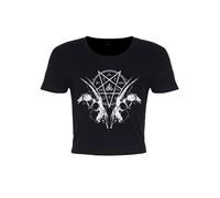 Goat Skull Pentagram Ladies Black Crop Top