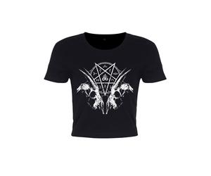 Goat Skull Pentagram Ladies Black Crop Top