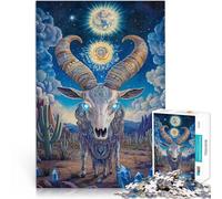Goat skullAdults 1000 Piece Jigsaw Puzzle Challenging To Complete But Fun And Humorous Enhance love between couples 38x26cm